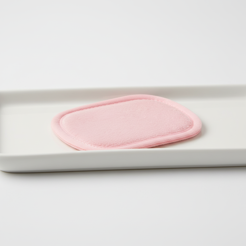 Water droplet on a CleanAway reusable makeup remover pad, emphasizing its absorbency for skincare