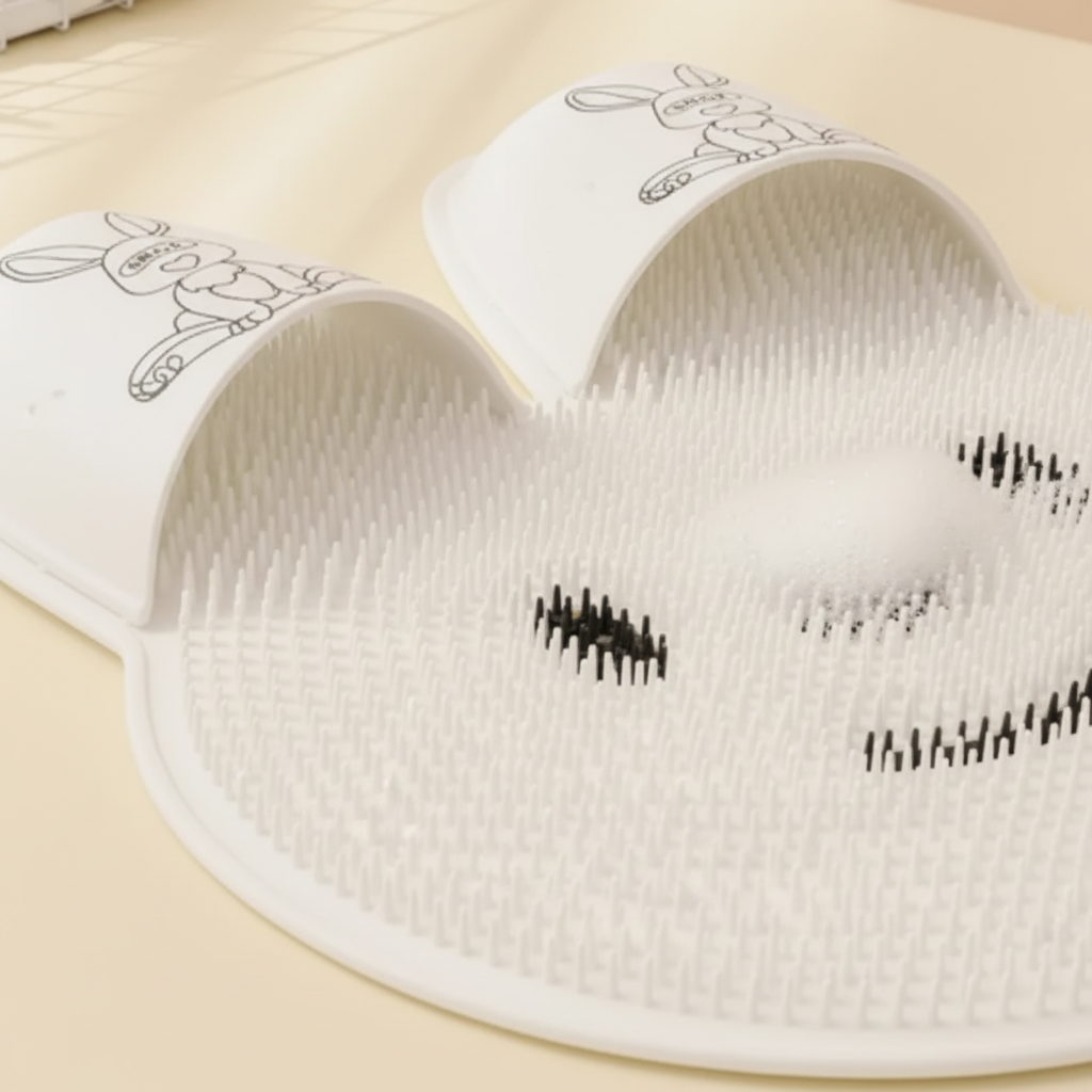 Foot massager shower mat with suction cups, designed for ultimate foot relaxation and bath safety