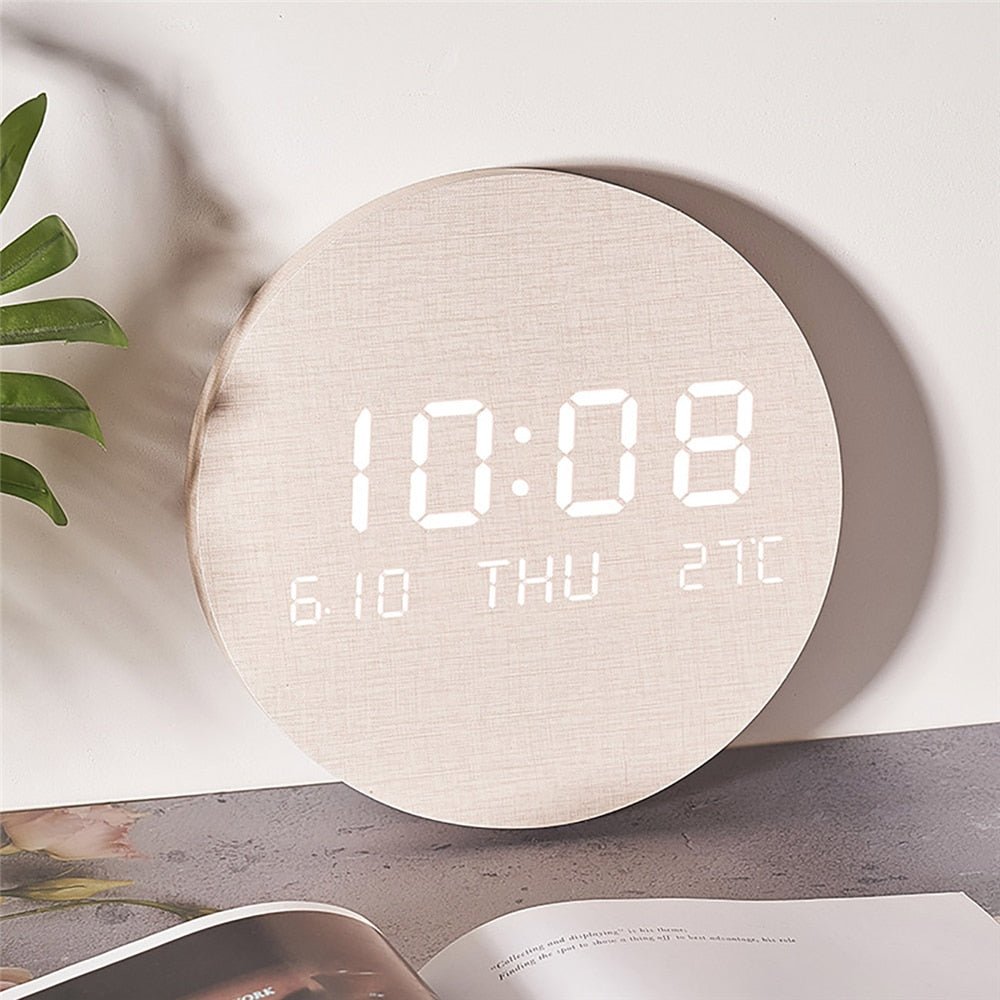 Modern minimalist digital wall clock in Nordic design, great for home office or contemporary wall decor.