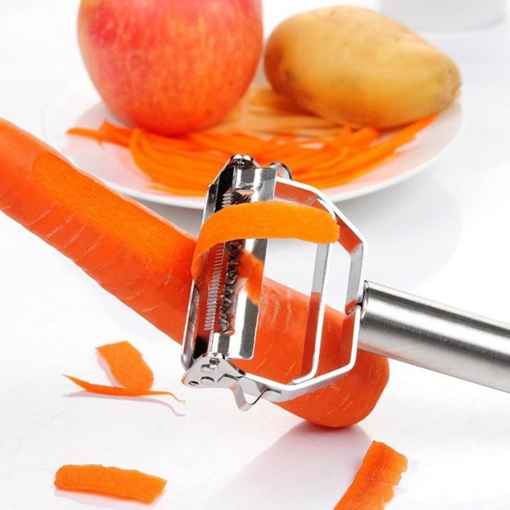 Innovative SliceMate safe vegetable peeler & julienne tool. Ergonomic stainless steel for easy fruit & veg prep.