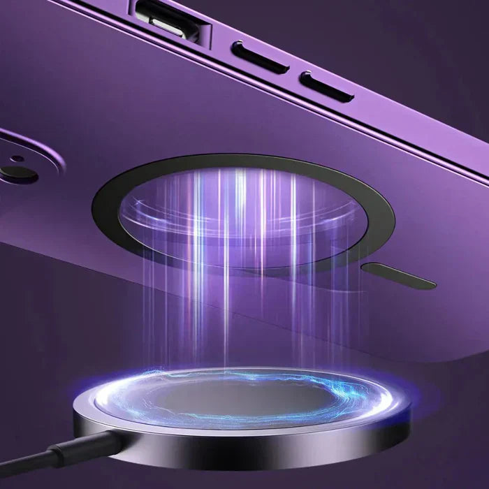 Metallic iPhone case with MagSafe, a slim cover for enhanced device accessory functionality