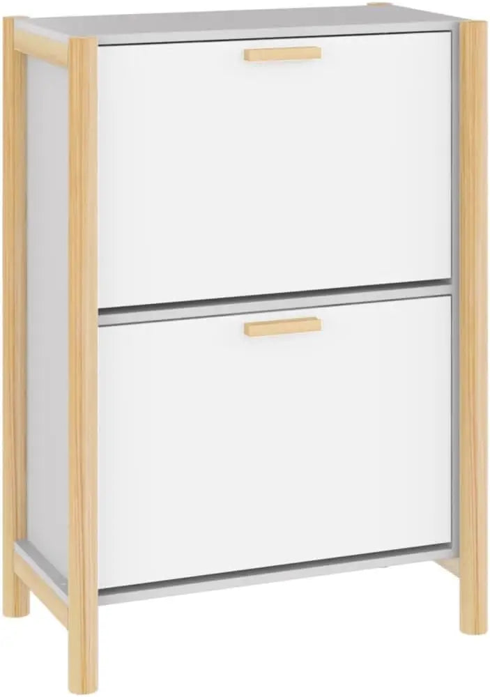 Modern compact white shoe cabinet, perfect hallway storage with dust-proof doors for tidy entryway.