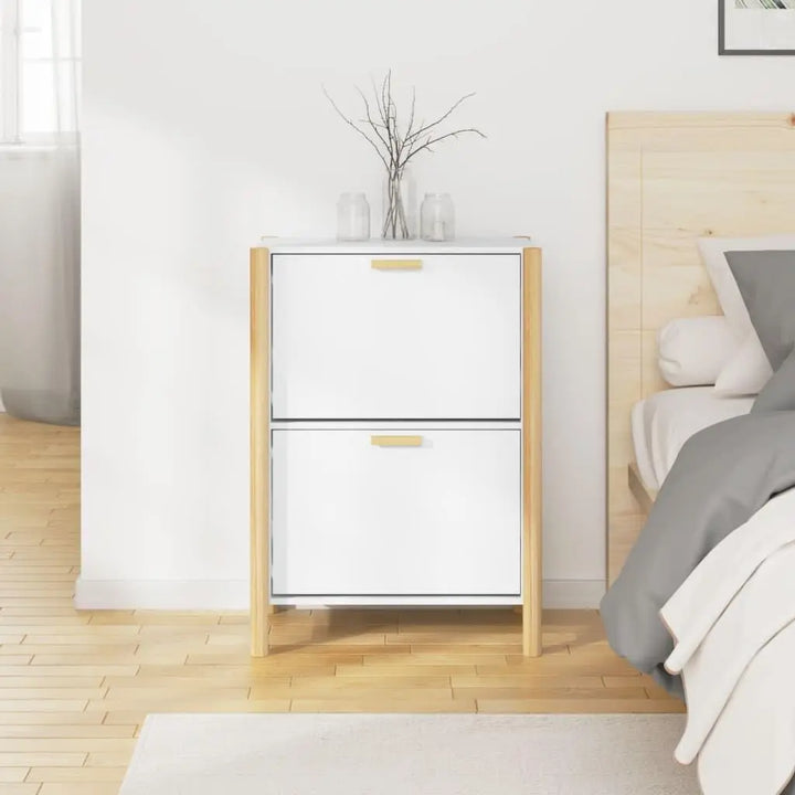 TidyStep slim shoe cabinet: a white, modern entryway organizer with dust-proof doors for compact storage.
