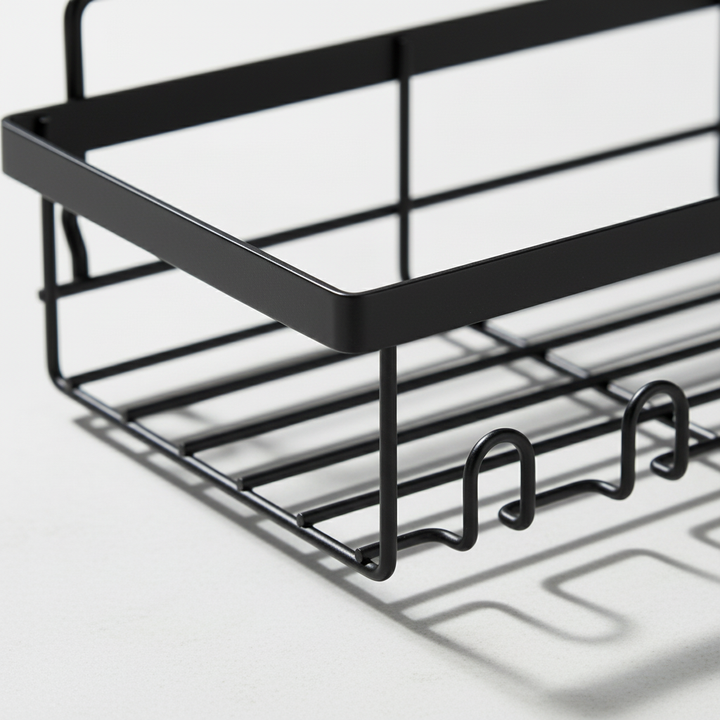 Elegant set of two minimalist wall shelves in matte black, perfect for modern home decor