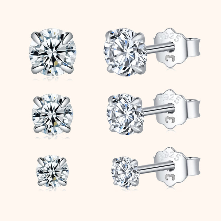 Small sparkling zirconia stud earrings in sterling silver for women.