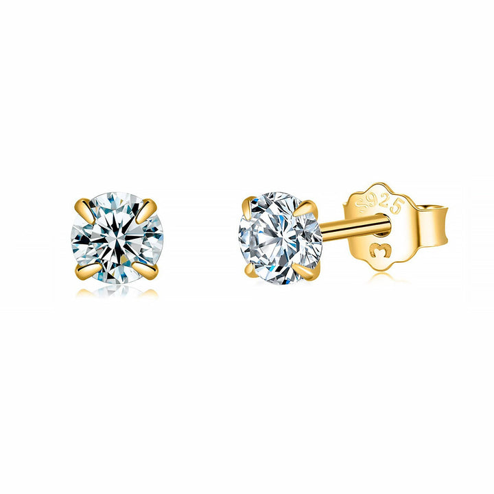 Elegant zirconia stud earrings, gold plated, perfect for any occasion.
