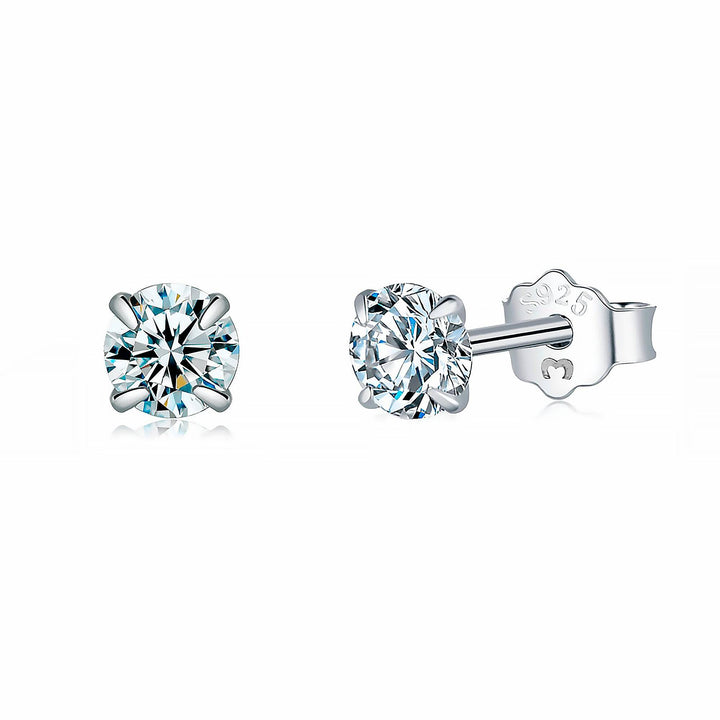 Delicate sterling silver zirconia studs, a timeless elegant accessory.