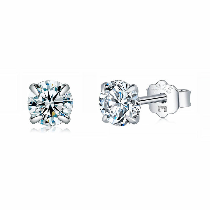 Gift-ready gold plated zirconia stud earrings for women, sparkling design.