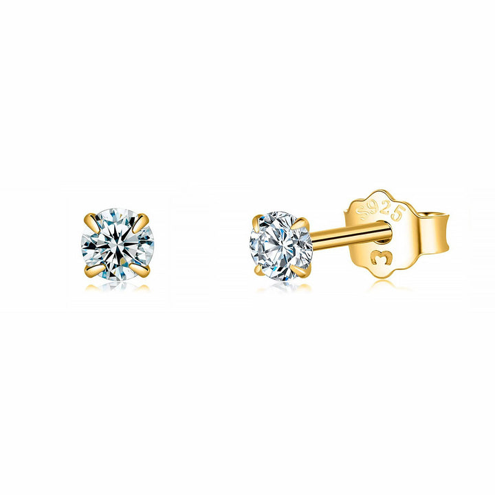 Minimalist women's earrings: sterling silver studs with dazzling zirconia.