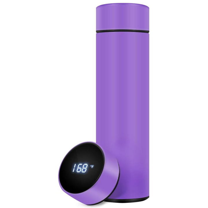 Stay hydrated with this smart insulated water bottle, LED display ensures perfect temperature for hot or cold drinks.