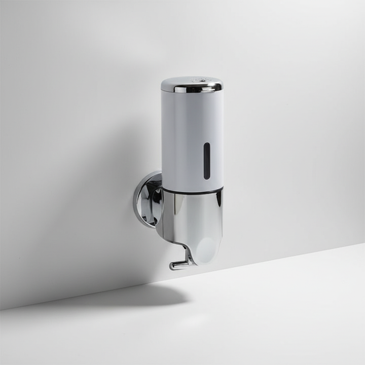 Close-up of Wall Mounted Liquid Soap Dispenser, corrosion-resistant, perfect home improvement accessory.