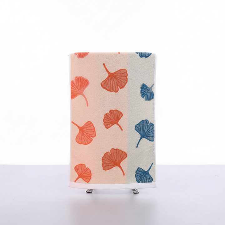 Luxury cotton bath towel, ginkgo leaf pattern, essential for a stylish bathroom