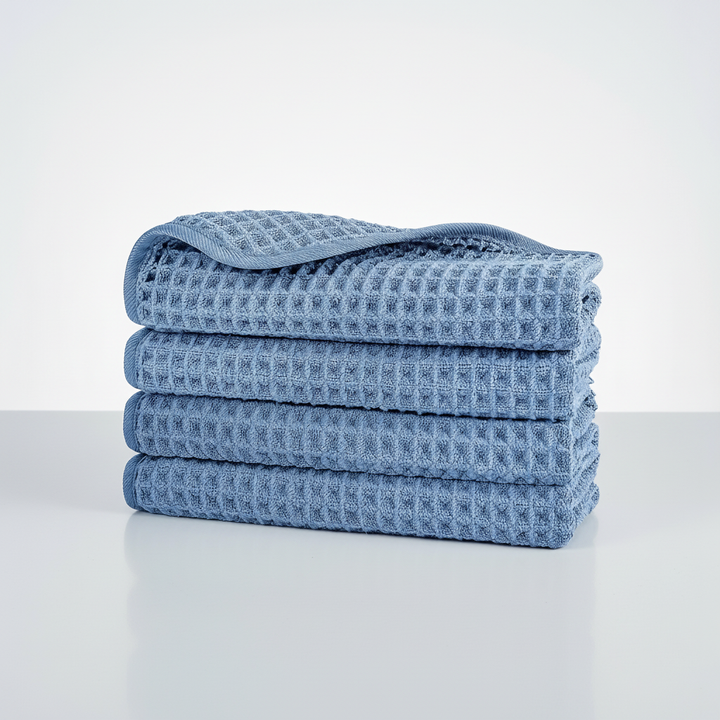 Unisex microfiber washcloth with distinctive waffle weave, ideal for bath and skincare use