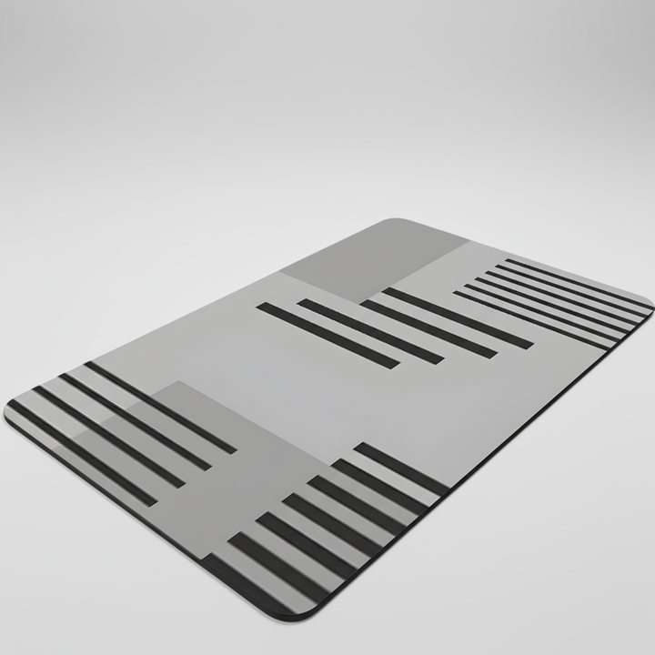 Beige non-slip bath mat, soft and absorbent, featuring a minimalist design for bathroom decor.
