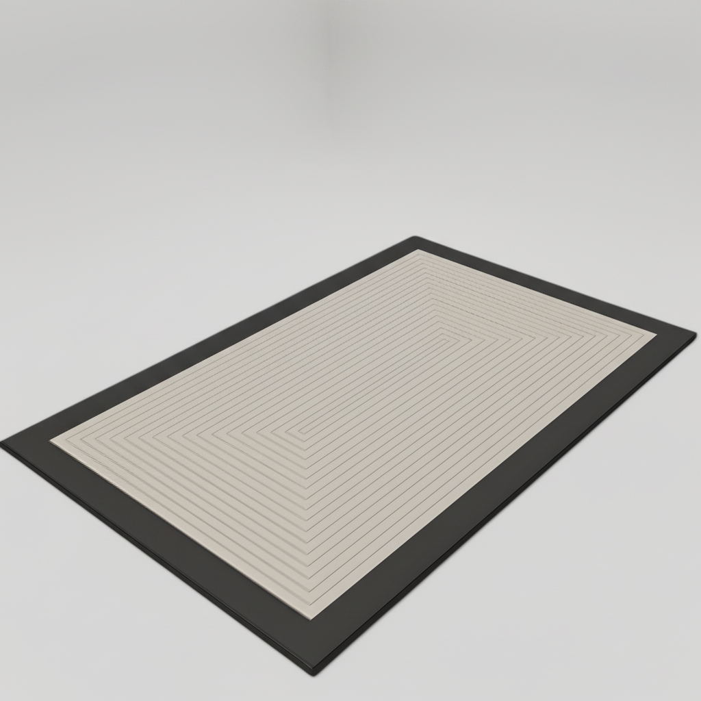 Corner view of a thick non-slip bath mat, providing comfort and stability in any bathroom.