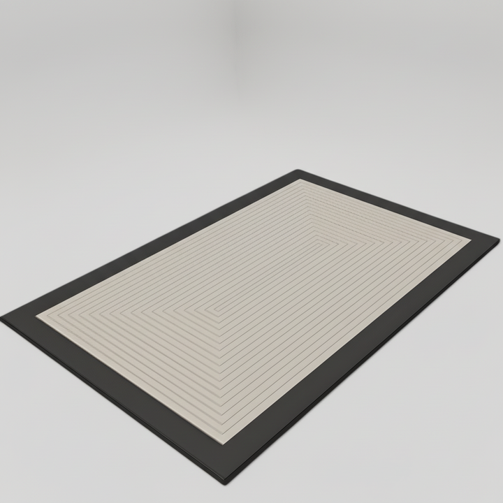 Corner view of a thick non-slip bath mat, providing comfort and stability in any bathroom.