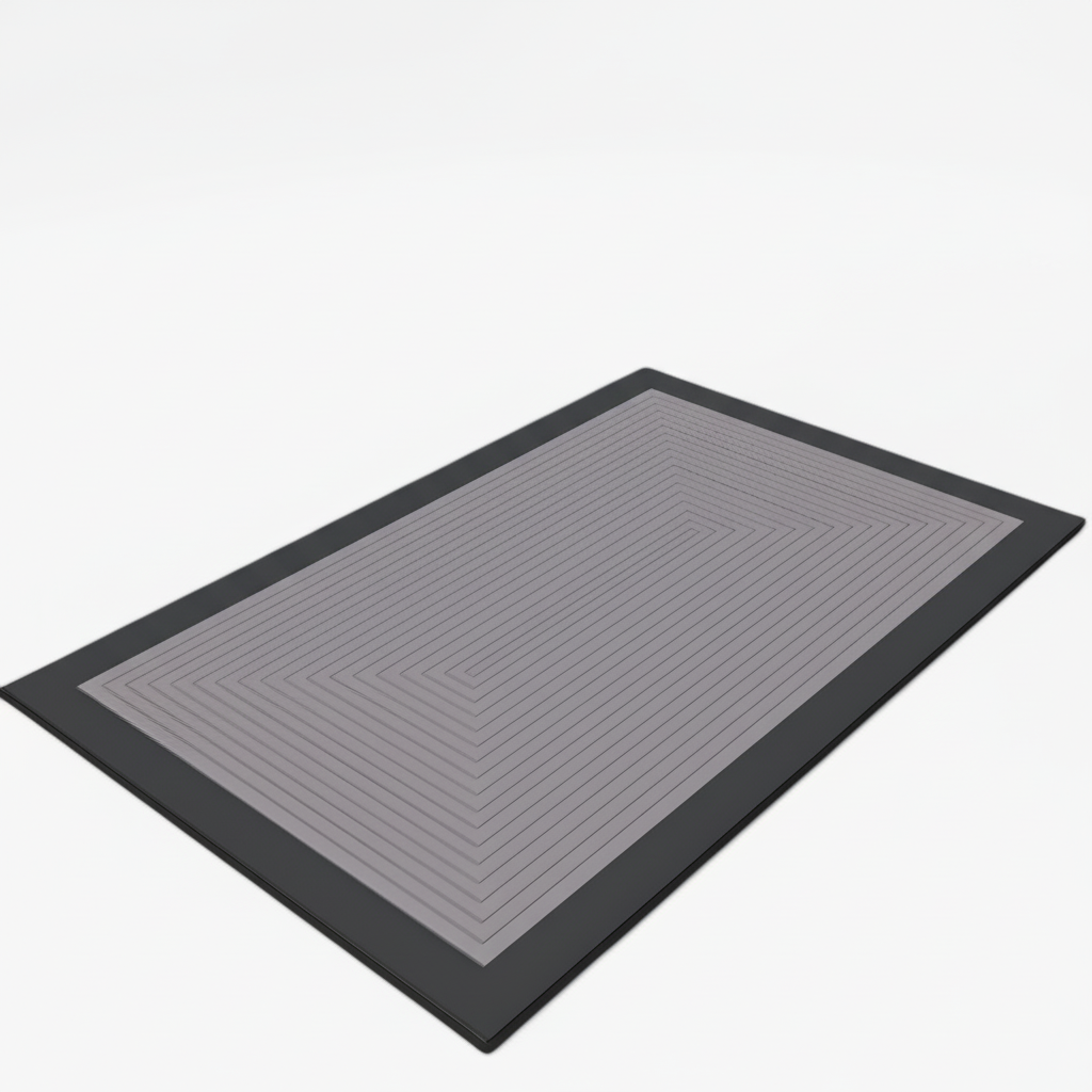 Textured non-slip bath mat, soft to the touch, designed for bathroom safety and easy cleaning.