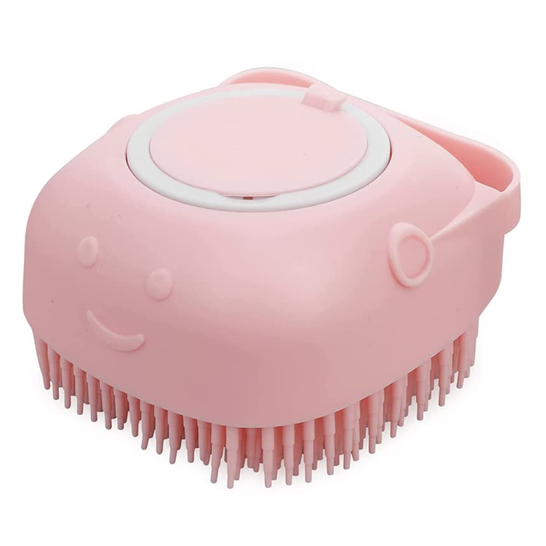 Ergonomic soft silicone brush for pet bathing and grooming, dog and cat friendly massage brush