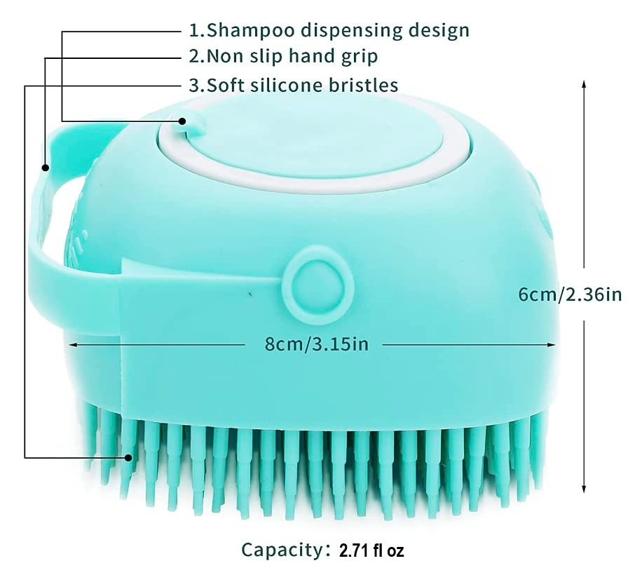 Sensitive skin friendly silicone pet brush for bathing and massaging, gentle dog and cat groomer