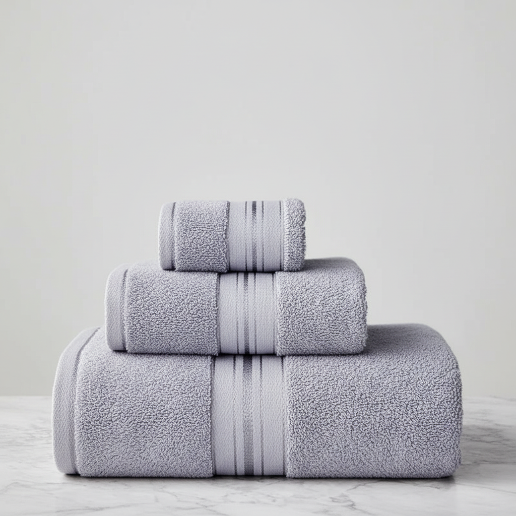 Zoomed view of soft cotton towel loop, highlighting absorbent quality and premium feel of the towel set