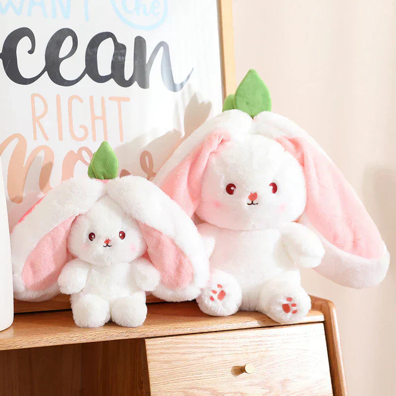 Friendly looking bunny plush, a gentle companion for playtime.