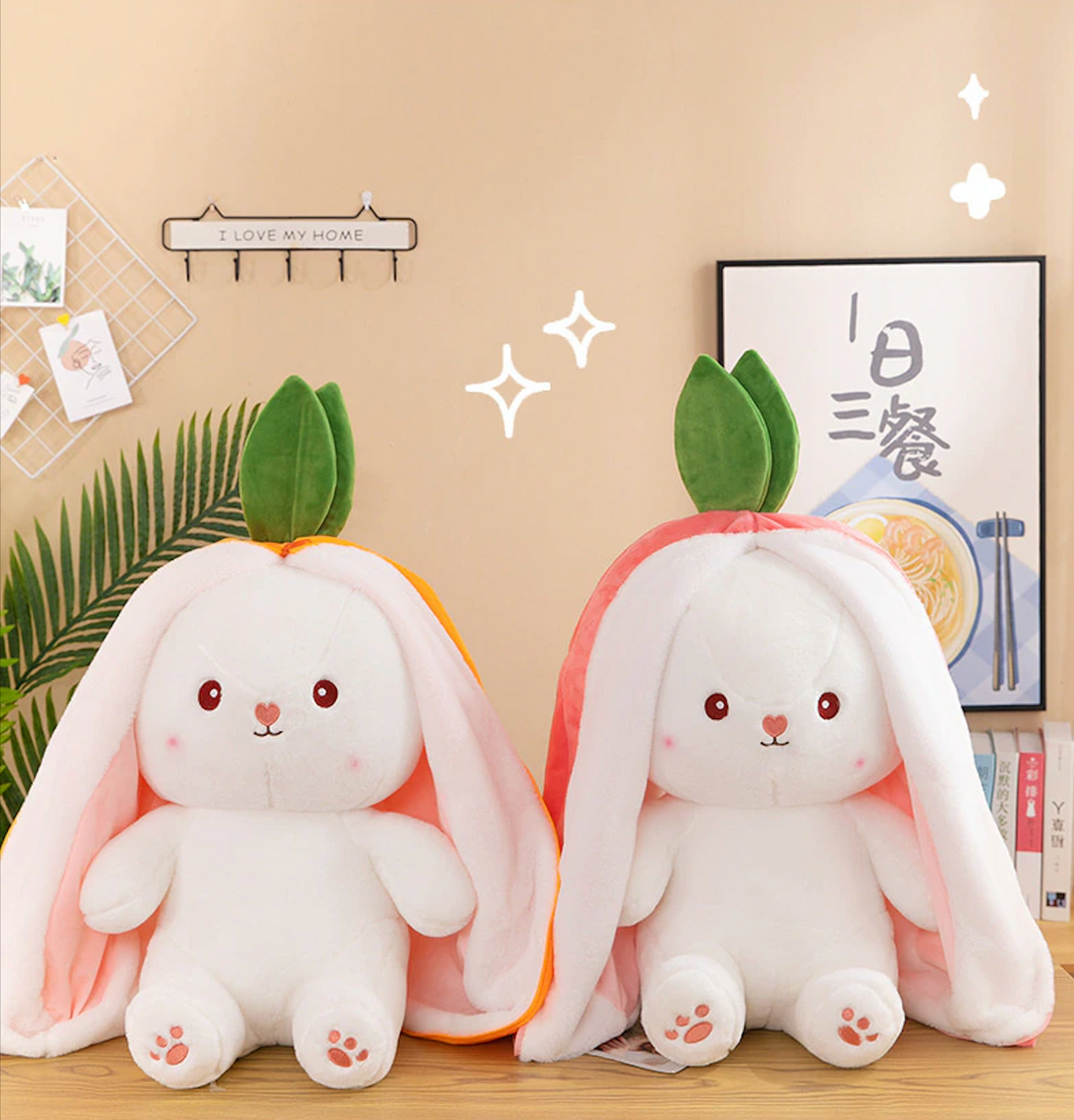 Huggable soft bunny, an irresistible stuffed animal for snuggling.
