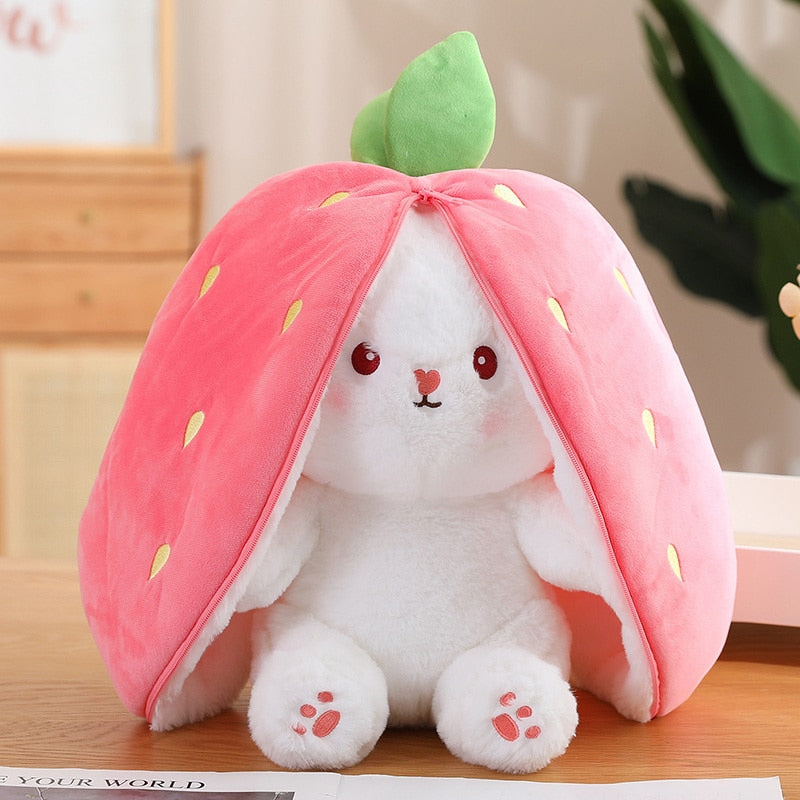 Fluffy white rabbit stuffed animal, a lovable cuddle companion for kids.