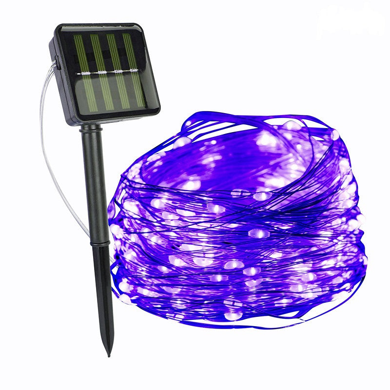 Festive soloar powered LED string lights, ideal for outdoor celebrations