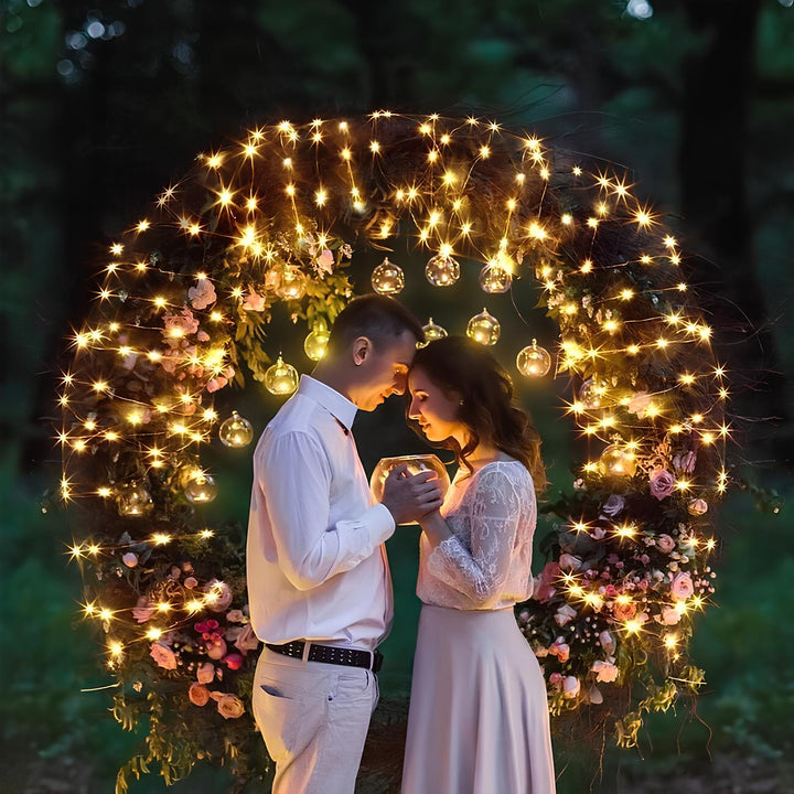 SoliGlow solar string lights, perfect for enchanting outdoor patio decor at night
