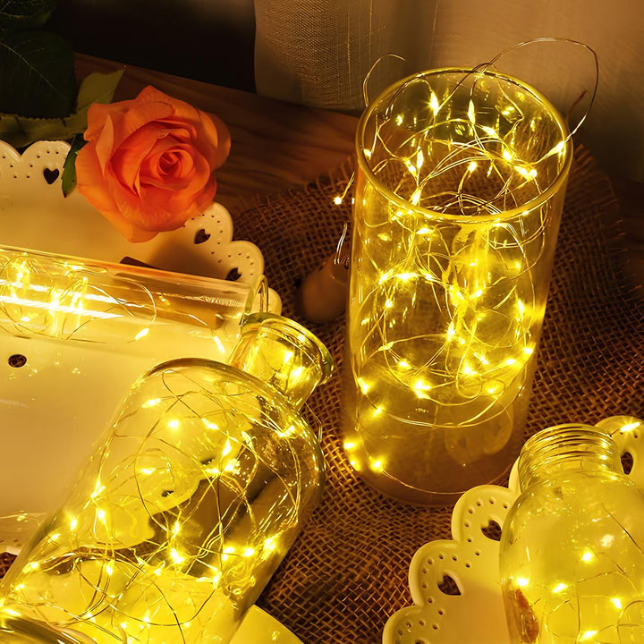 Soloar powered garden lights, creating a festive atmosphere with LED strings