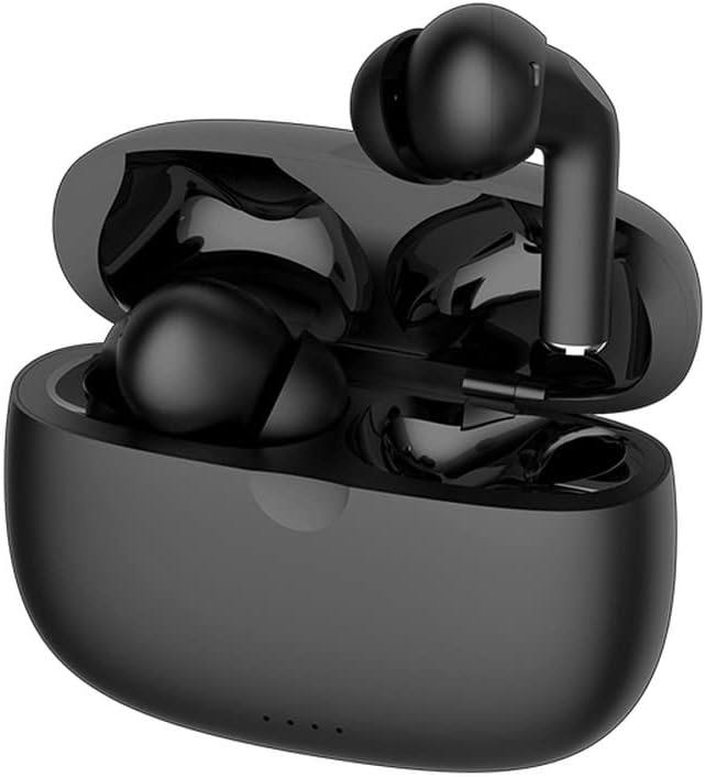 Sonetra true wireless earbuds with noise cancelling feature, Bluetooth 5.0, and portable charging case in white.