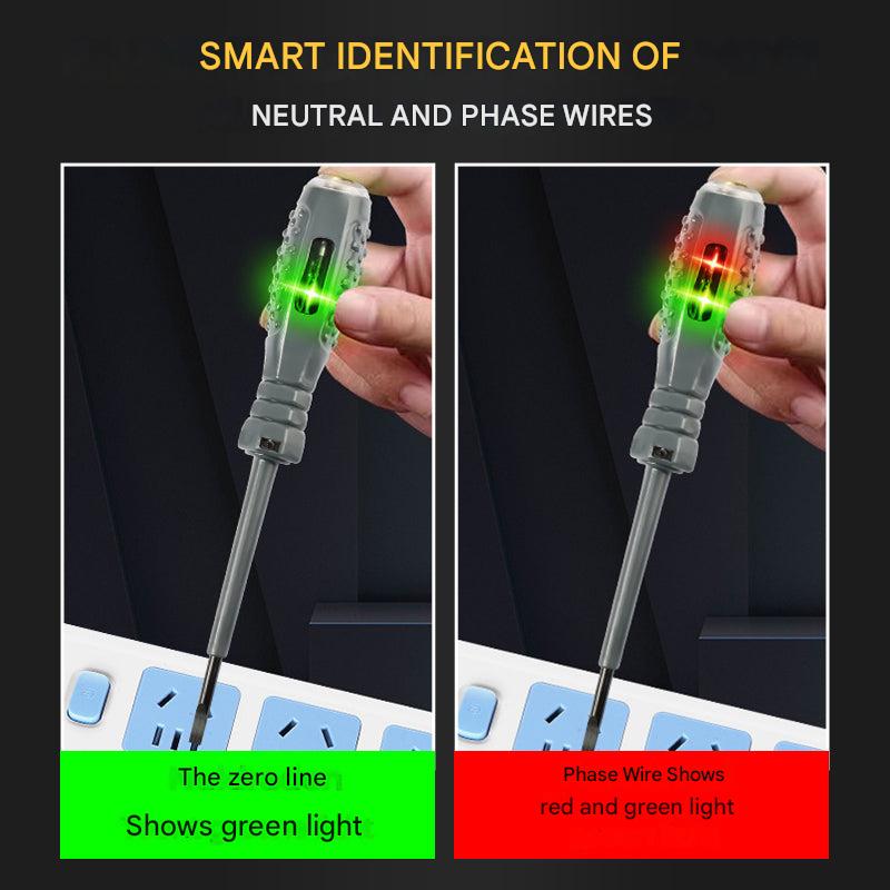 User holding SparkPro 2-in-1 voltage detector & magnetic screwdriver, ready for safe electrical home repairs.