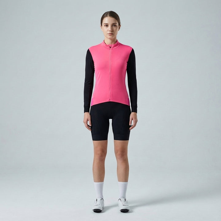Jeanette women's cycling jacket in black, showcasing sleek design and activewear features