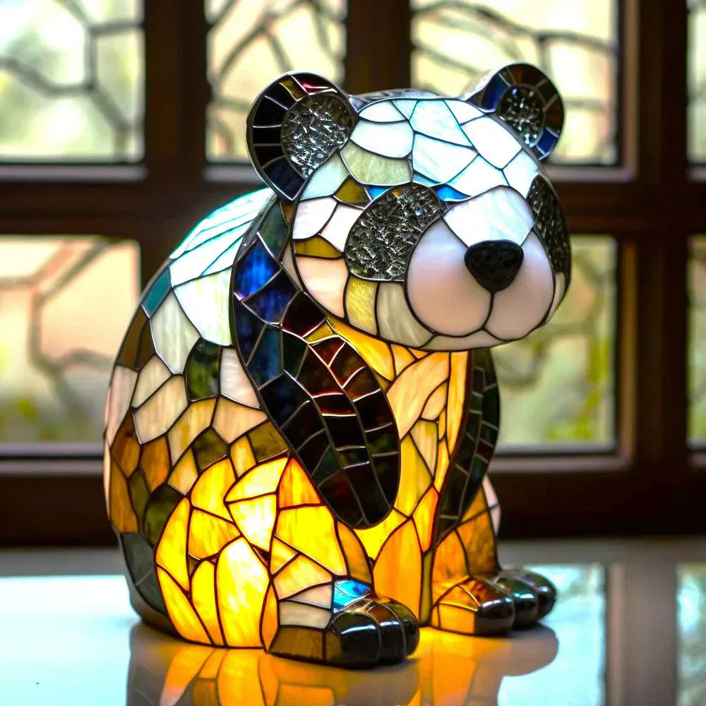 Unisex stained glass giraffe table lamp, artistic animal accent light for gifting