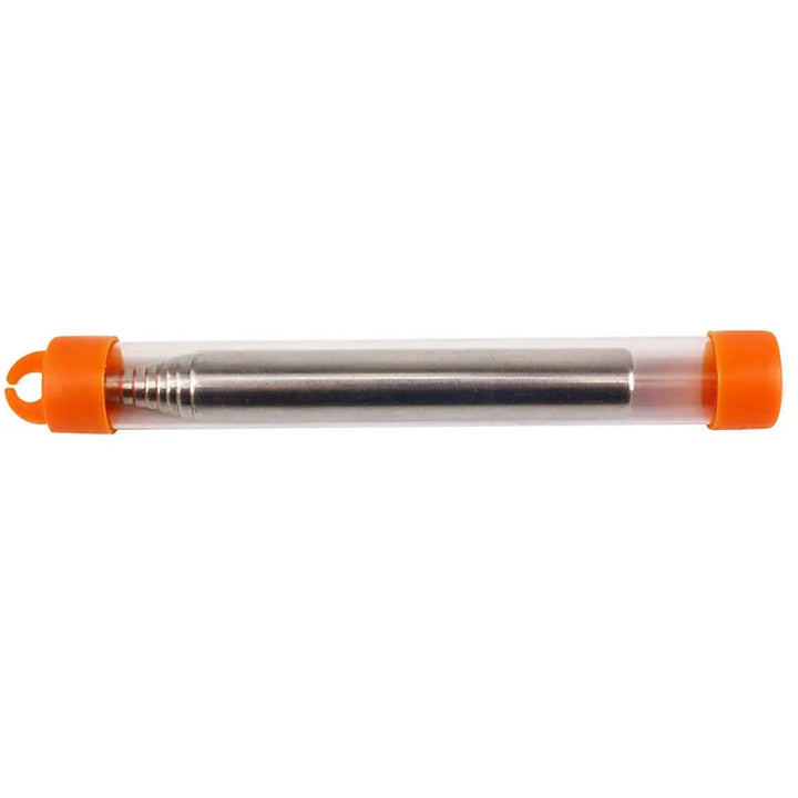 FireBoost survival blowpipe, a portable stainless steel tool for quick outdoor fire starting.