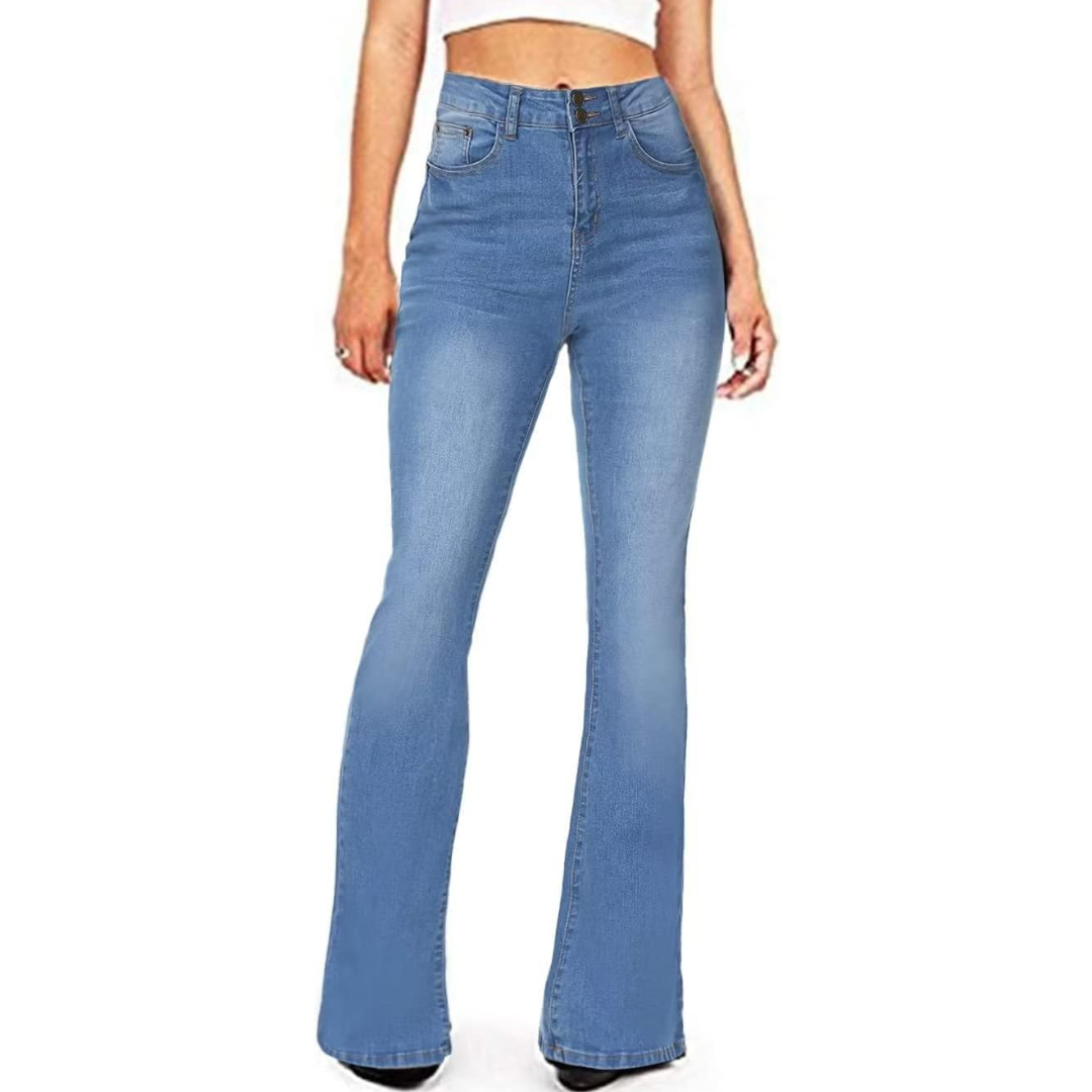 Comfortable Stella women's high-waisted flared jeans made from stretch denim