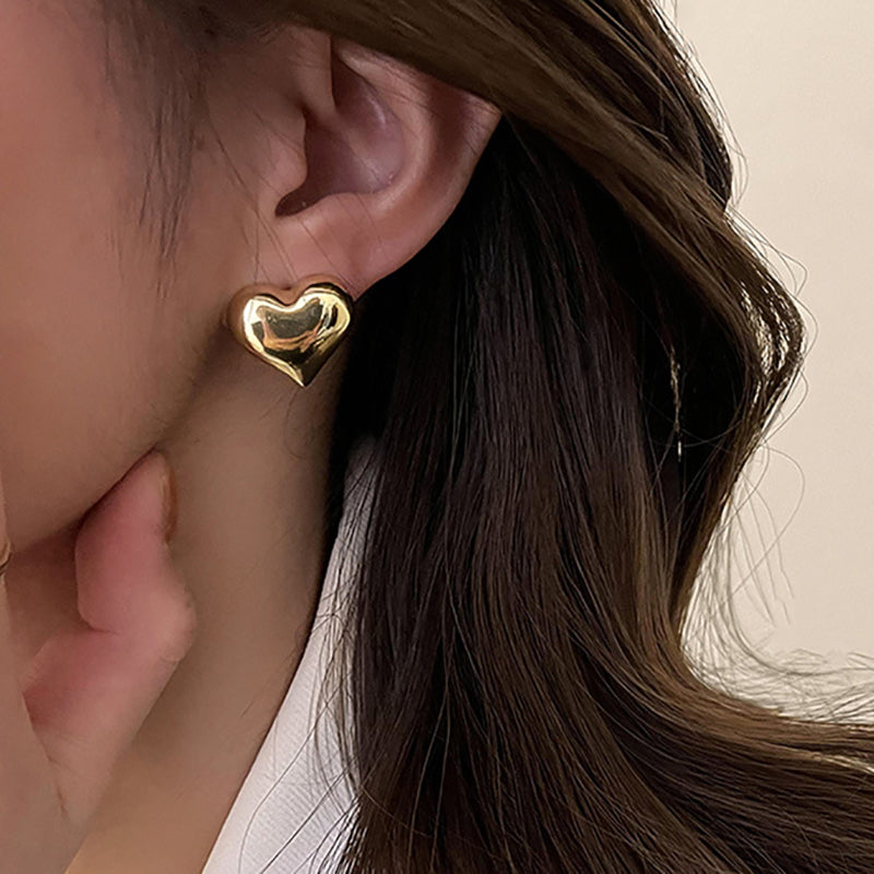 Romantic women's sterling silver & gold plated heart earrings, chic elegant gift.