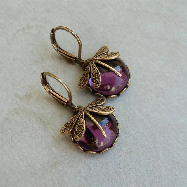 Versatile crystal antique gold drop earrings for women, ideal for everyday wear or special occasions.