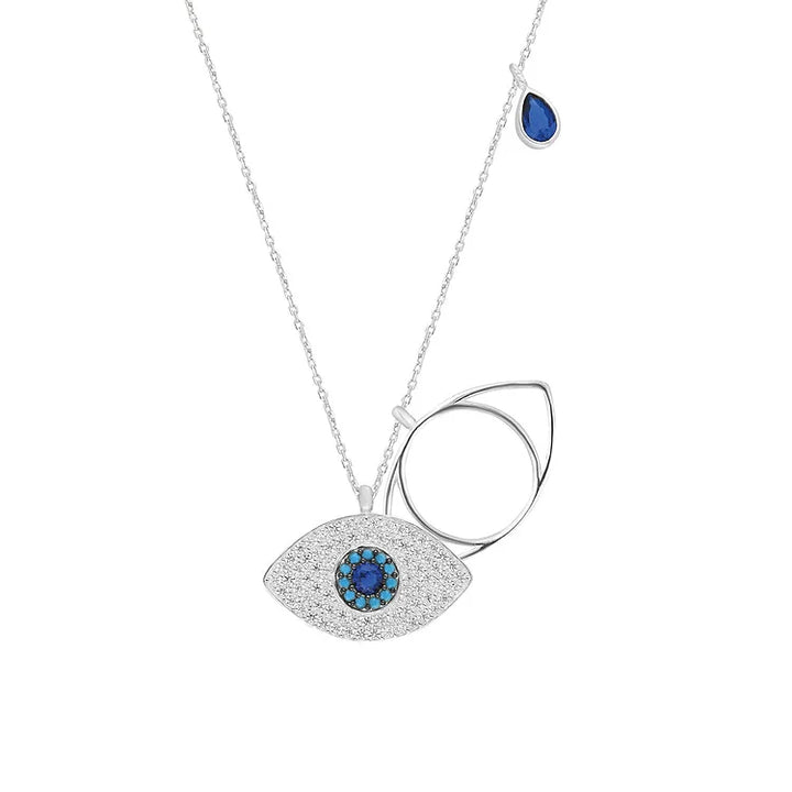 Stylish gold women's Evil Eye necklace, a delicate protection amulet & spiritual fashion accessory for her.