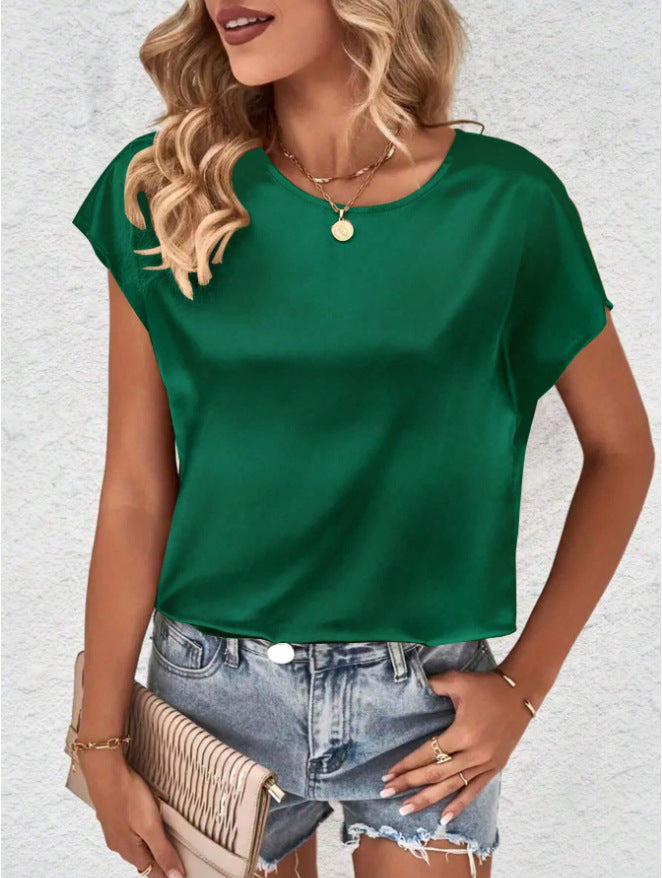 Milena women's stylish batwing sleeve top. Round neck, loose fit for effortless comfort.