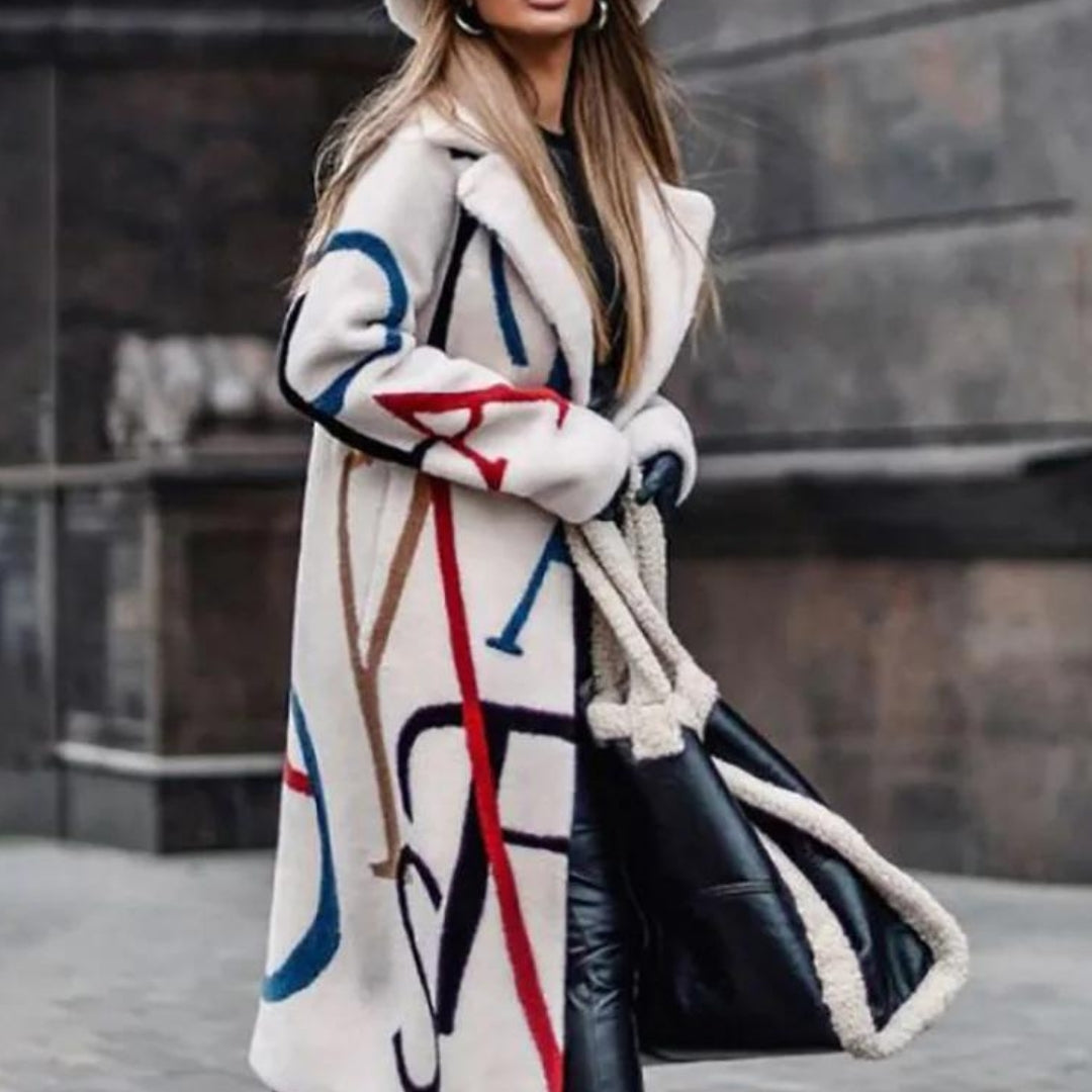 Stylish women's long winter coat, warm & elegant, perfect for ultimate cold weather comfort & fashion.