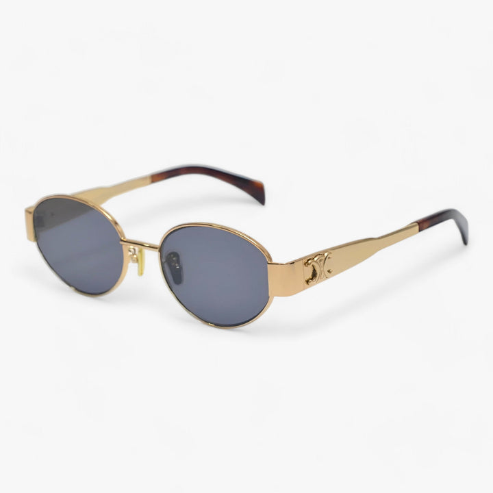 Fashionable women's gold frame sunglasses with UV protection & polarized lenses for ultimate eye care & style.