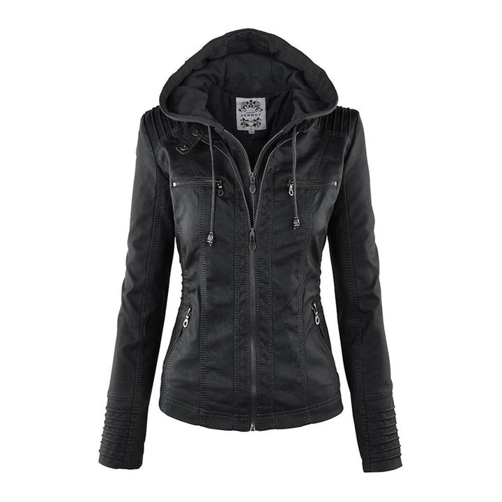 Modern women's lightweight summer jacket, featuring a stylish design and a practical detachable hood.