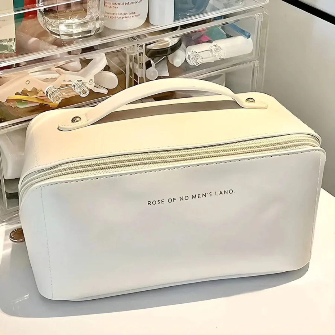 Stylish women's waterproof cosmetic travel bag, perfect for organizing makeup and beauty essentials on the go.