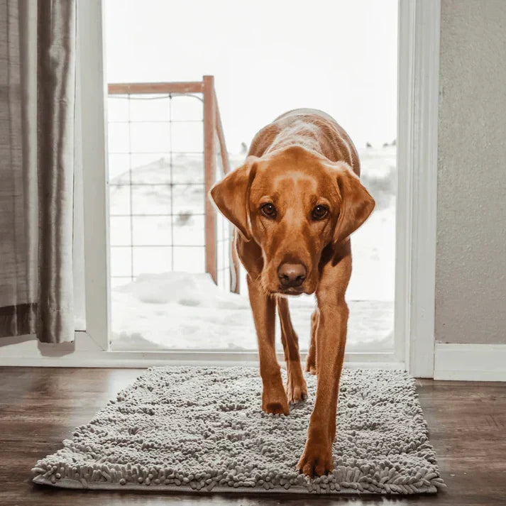 Washable, non-slip absorbent dog mat. PawMat floor protector keeps your home tidy and pet-friendly.
