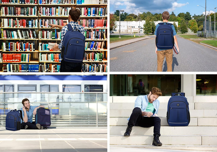 High-capacity water-resistant laptop backpack, unisex, with smart USB port for electronics