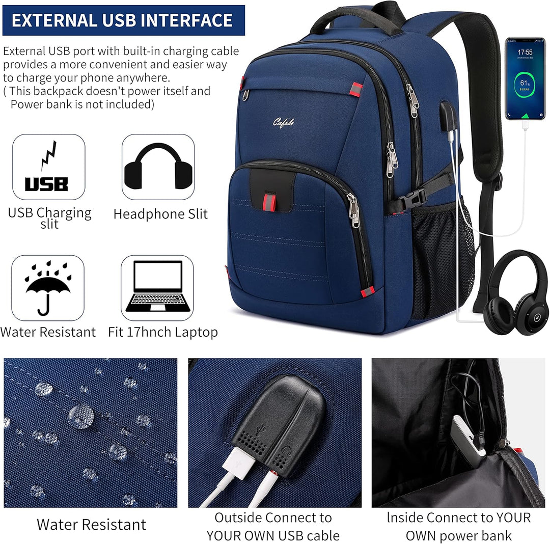 Anti-theft water-resistant backpack by TechPro, featuring convenient USB port for devices