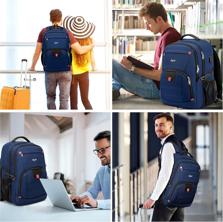 Students carrying water-resistant laptop backpack with USB charging and anti-theft design