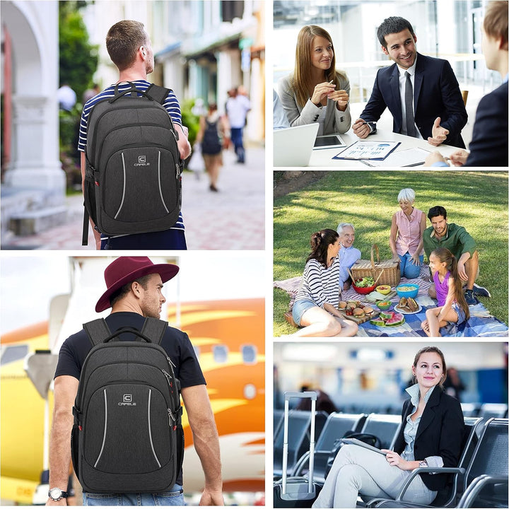 Water-resistant anti-theft laptop backpack by TechPro, featuring spacious compartments & USB