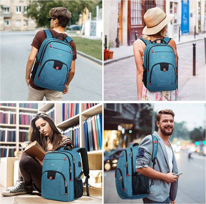 TechPro laptop backpack, water-resistant, featuring secure anti-theft design & USB port